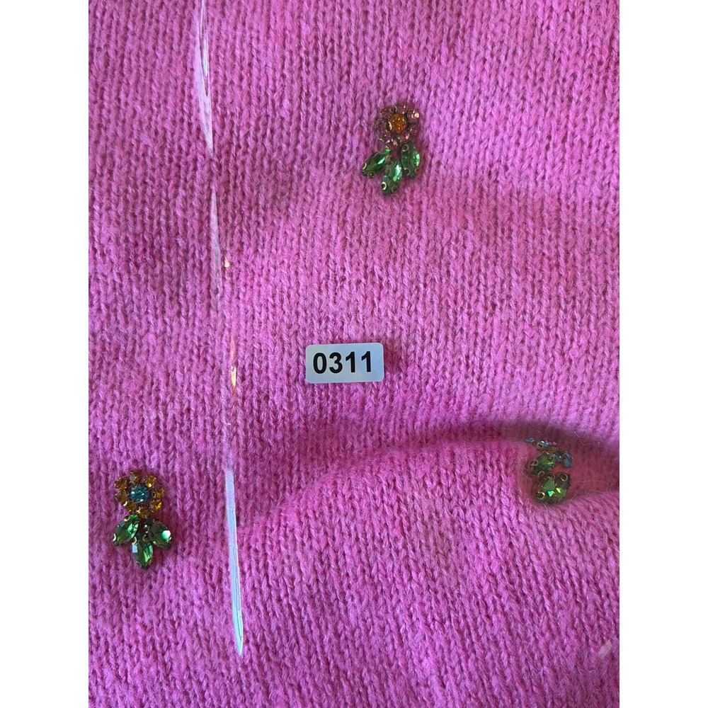 Lilly Pulitzer Stila Stilla Pink Embellished Beaded Wool Blend Sweater Large - Picture 7 of 7